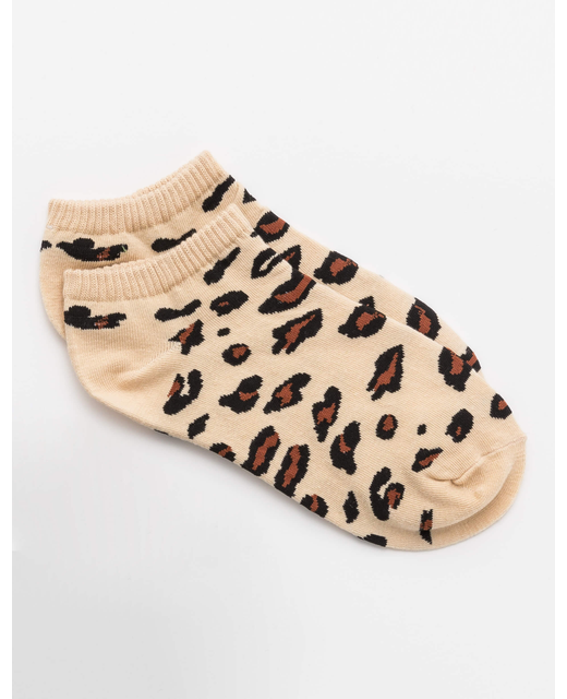 No Show Socks - Cream Leopard