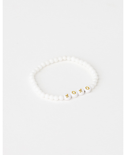 White Stone Bead XOXO Bracelet