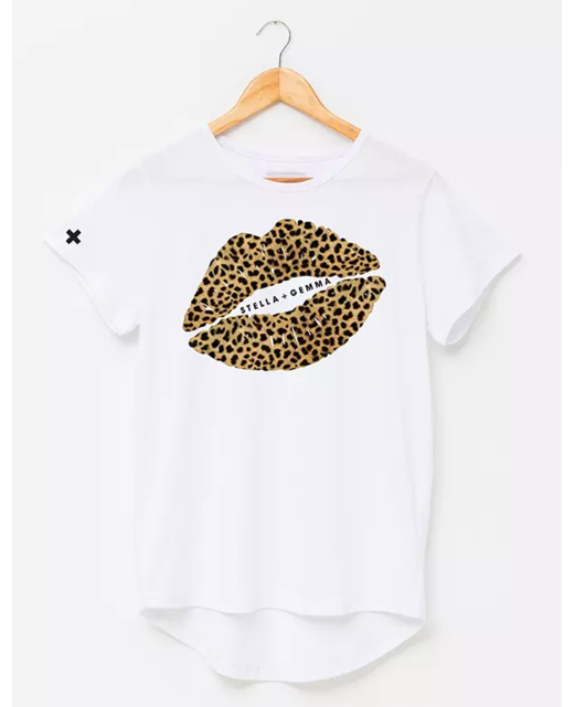 Leopard Lips Tee - White