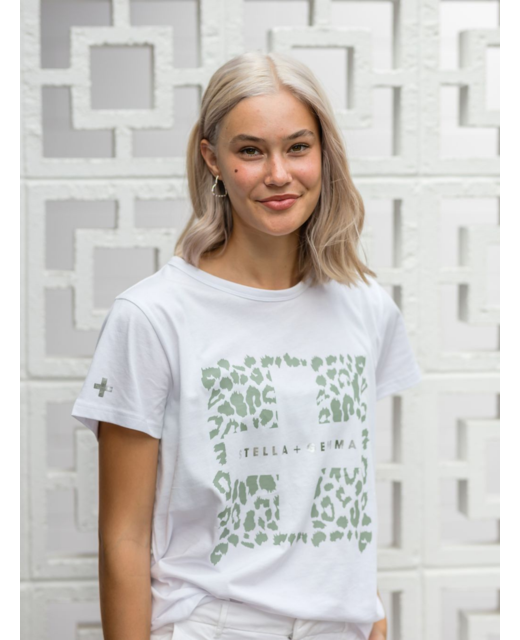 Leopard Square Tee Moss