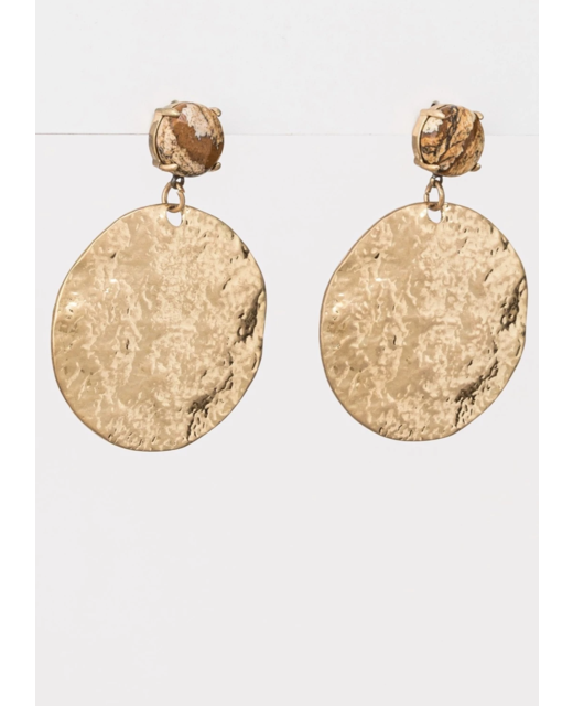Gold Sphere Natural Stone Earrings