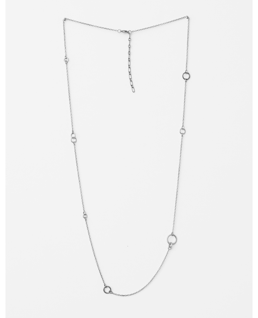 Long Silver Chain Hoops Necklace