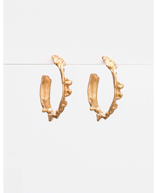 Gold Beaten Hoop Earrings