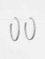 Thin Chain Hoop Earrings - Silver