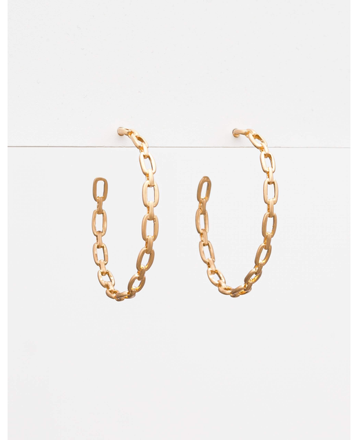Twisted Chain Hoop Earrings - Gold
