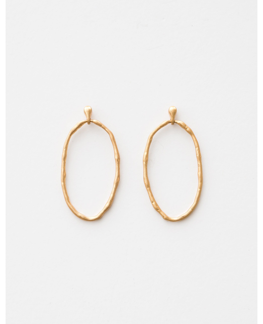 Gold Organic Oval Earrings