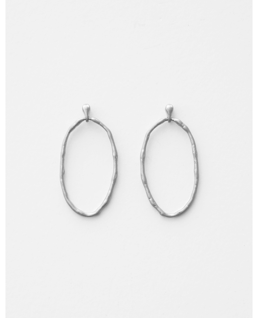 Silver Organic Oval Earrings