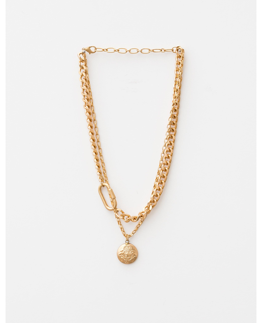 Crest Pendant Gold Chain Necklace