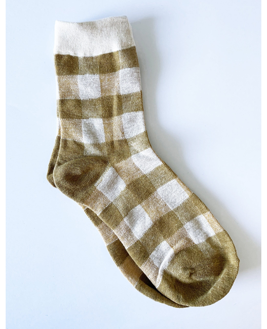Mustard Gingham Socks