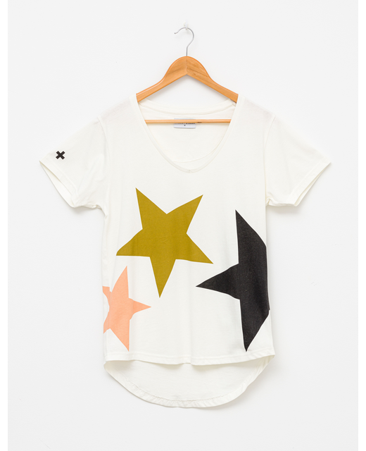 Powder V-Neck 3 Stars T-Shirt