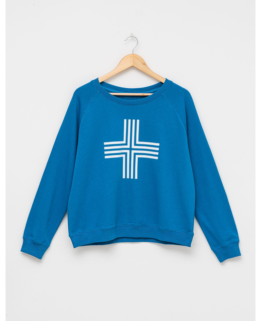 Corsica Blue White Cross Sweater