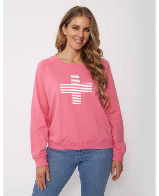 Hot Pink Striped Cross Sweater