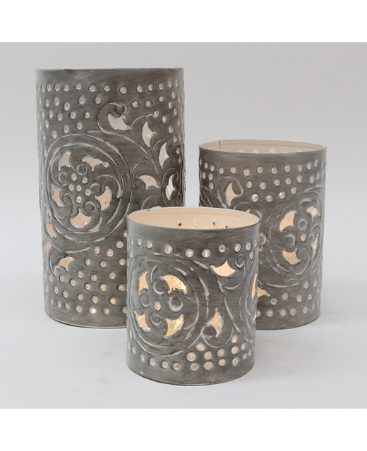 Lanterns Swirl Set of 3 - Grey/White