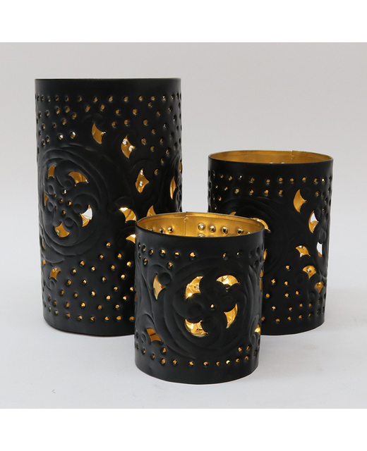 Lanterns Swirl Set of 3 - Black/Gold