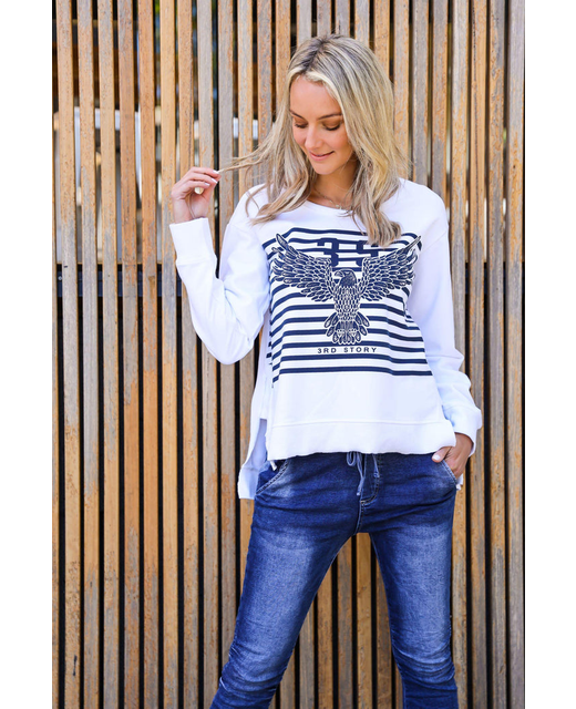 Eagle In Stripe With Logo Sweater