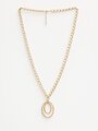Gold Double Oval Pendant Necklace