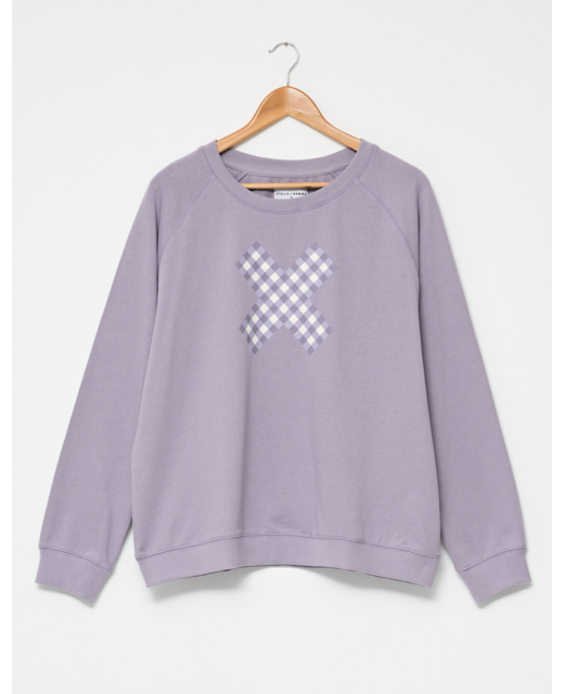 Lavender Gingham Cross Sweater