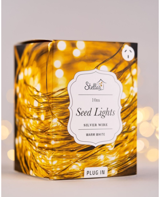 10m USB Silver Seed Lights - Warm White