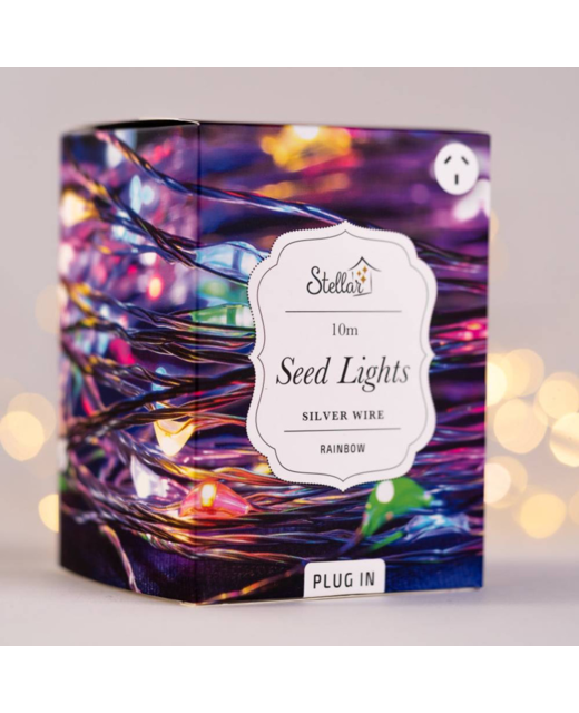 10m USB Silver Seed Lights - Rainbow