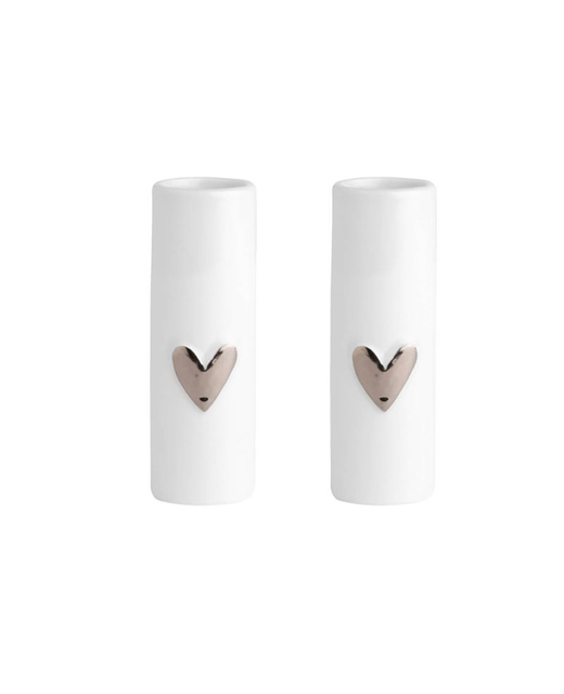 Silver Mini Heart Vase - Set of 2