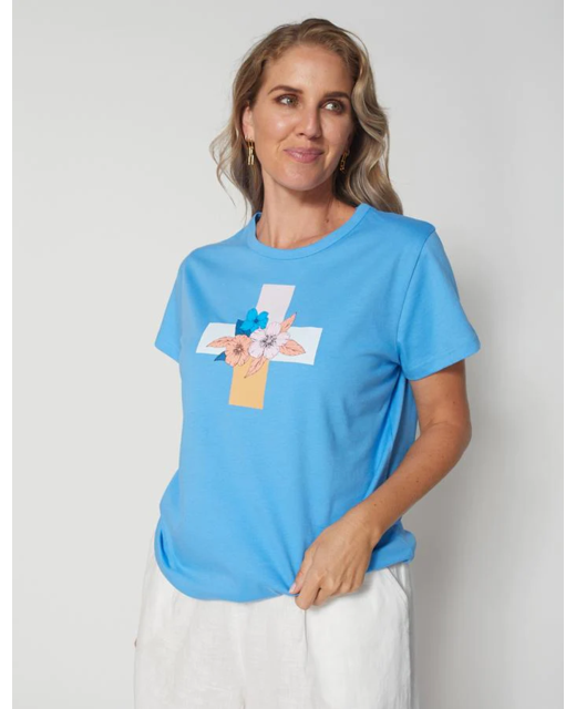 Stella + Gemma Birdcage Blue Cross T-Shirt
