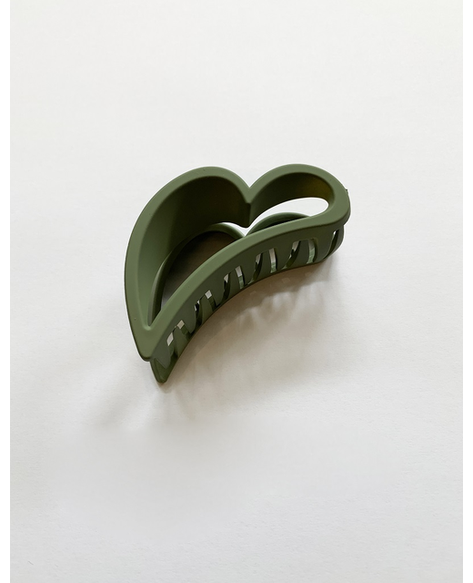 Stella + Gemma Hair Claw - Matt Green Heart