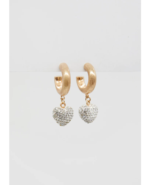 Stella + Gemma Crystal Heart Gold Earrings