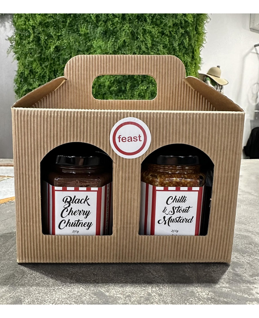 NZ Gourmet Festive Feast Carry Pack - Black Cherry Chutney & Chilli Stout Mustard