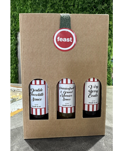 NZ Gourmet Feast Festive Carry 3-Pack - Double Chocolate Sauce, Passionfruit & Grand Marnier Sauce, Very Berry Coulis