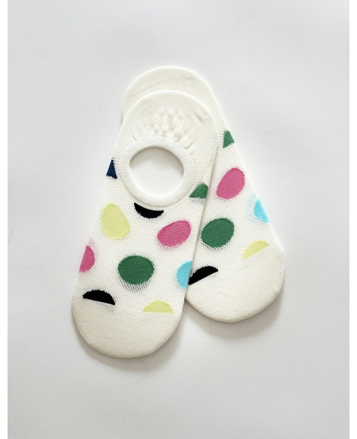 Stella + Gemma No Show White/ Coloured Dots Socks