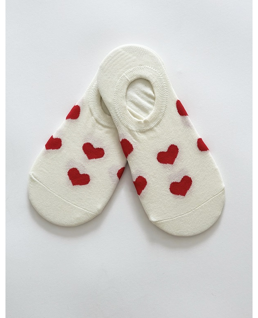 Stella + Gemma No Show White Red Hearts Socks