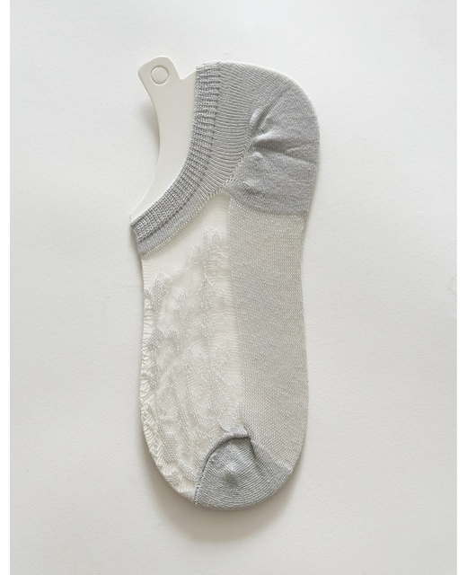 Stella + Gemma No Show Grey Crochet Socks