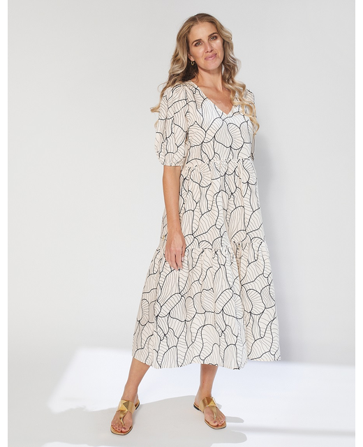Stella + Gemma Miyuki Dress- Abstract Black Geo