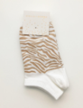 No Show Socks - Taupe Zebra