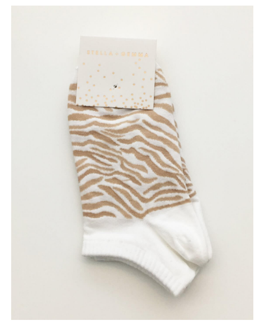 No Show Socks - Taupe Zebra