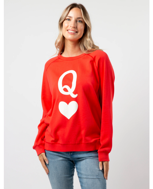 Stella + Gemma Classic Sweater - Flame with Queen of Hearts