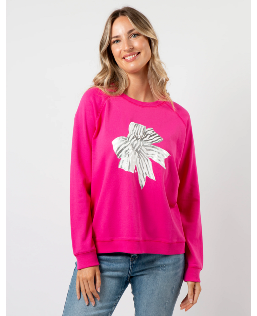Stella + Gemma Classic Sweater - Neon Pink with Bow