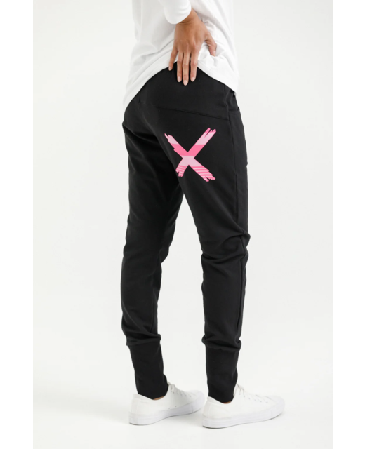 Homelee Apartment Pants - Black with Irregular Pink Stripe