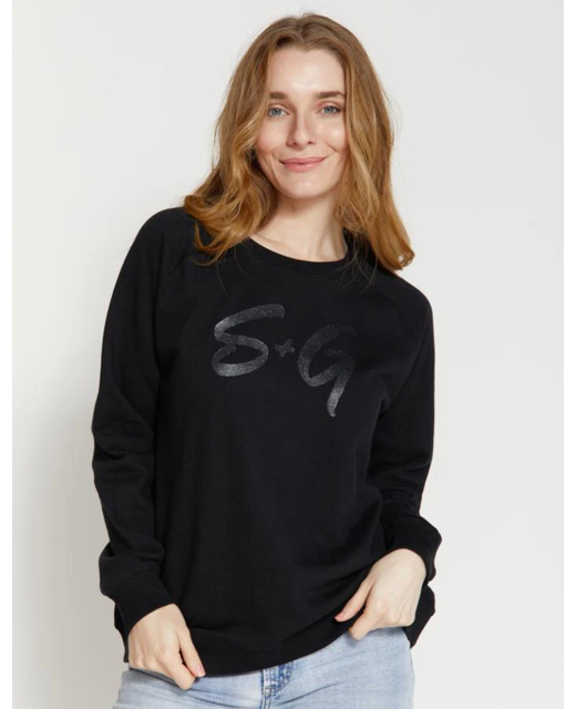 Stella + Gemma Black Glitter Logo Sweater