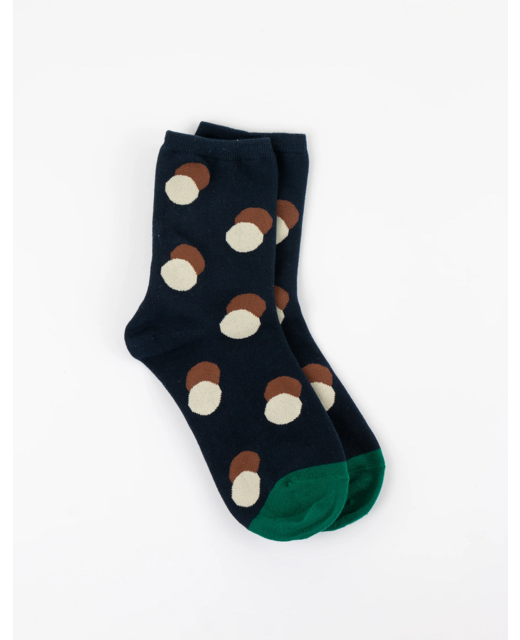 Stella + Gemma Navy with Cream & Brown Dot Socks