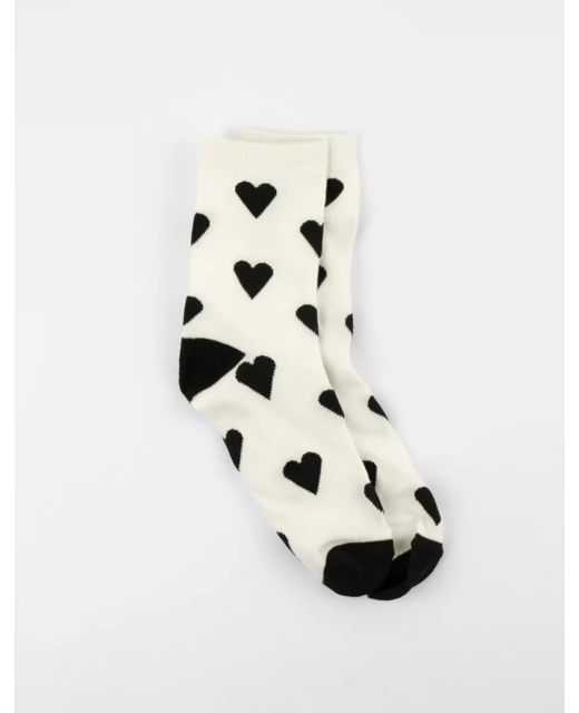 Stella + Gemma White with Black Hearts Socks