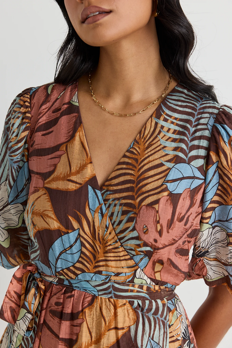 F&f floral print midi wrap dress sale