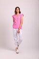 Foil Ruffles & Shirred Yoke Top