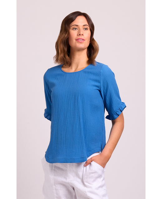 Foil Ruffle Sleeves Top