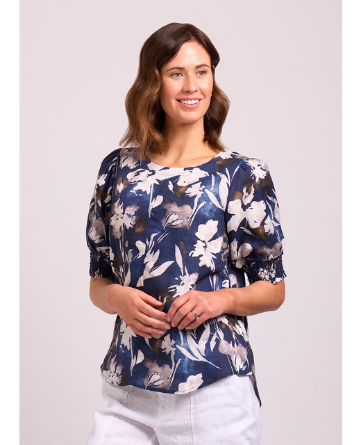Foil Swing Shirred Cuff Top