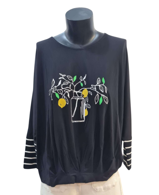 Foil Batwing Up Down Hem Top