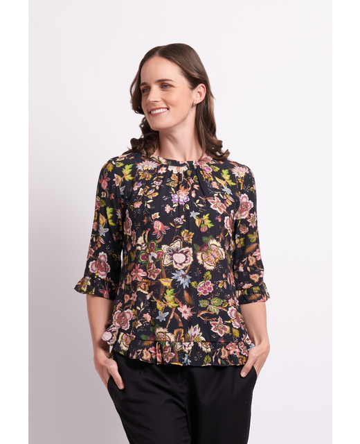 Foil Gathered Scoop Hem Top