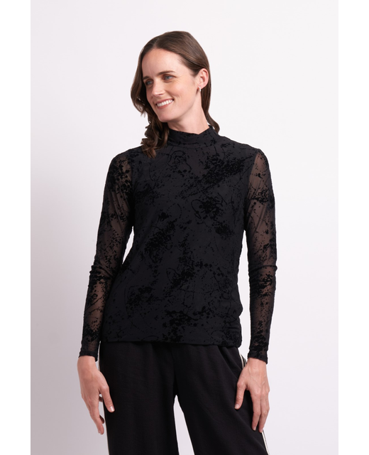 Foil LS Polo Neck Top