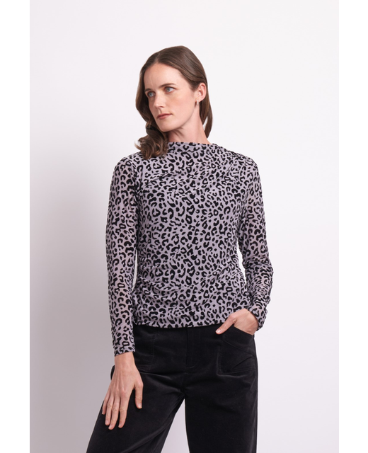 Foil Funnel Neck Gathered Top