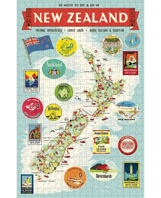500 Piece Vintage Puzzle - NZ Map